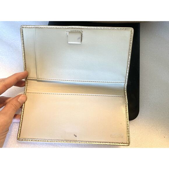 Coach Penelope Cream Champaign Metallic Leather Tote Bag Purse And Wallet Fold - Picture 4 of 16